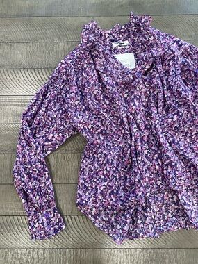 Isabel Marant - Hampden Pampas Purple Floral Ruffle-Neck Blouse - Women